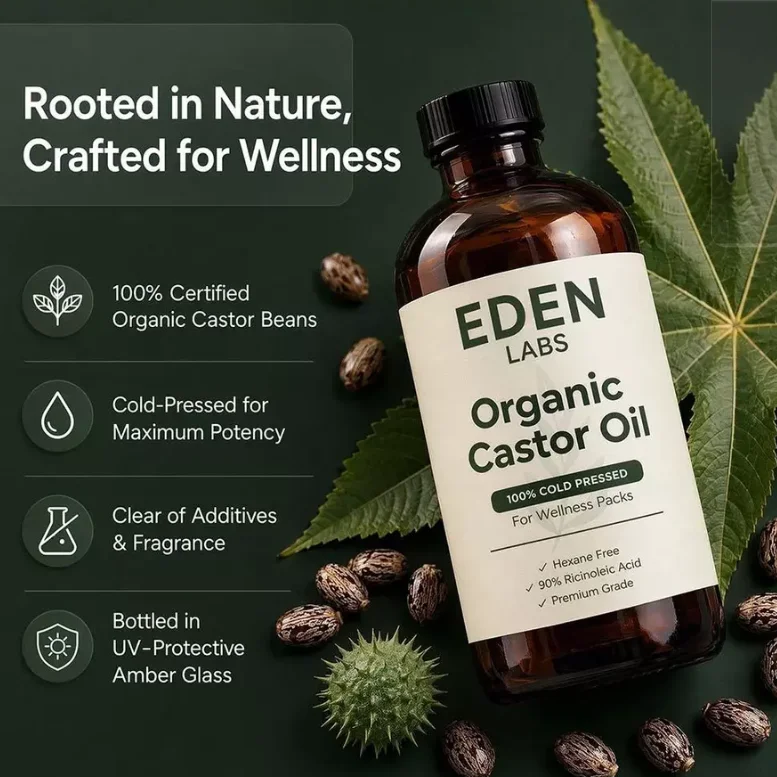 Intestinal Detox Deep Sleep Massage Oil Eden Labs Additive-free Organic Cold Pressed Castor Oil For Natural Body Hair Nourish