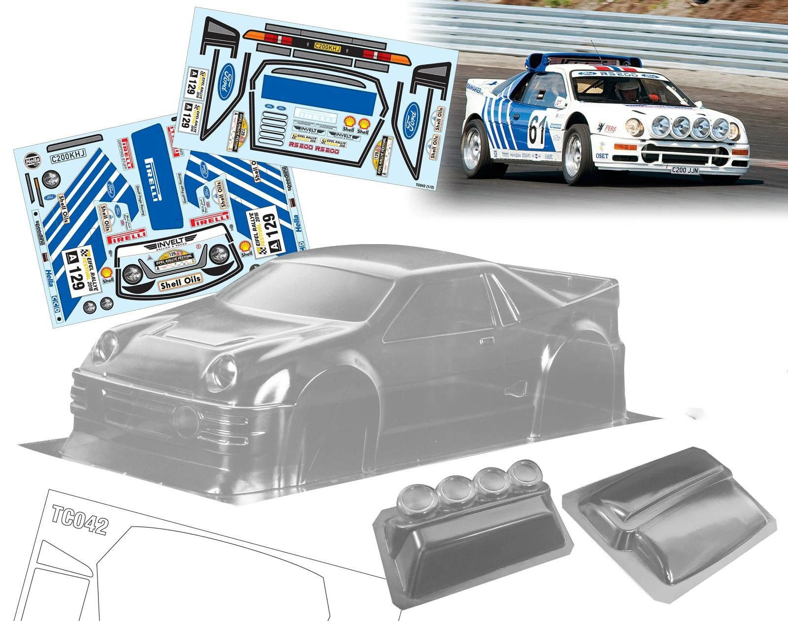 1/10 RS200 Rally drift RC PC body shell lampshade 190mm width Transparent drift body shell RC hsp hpi trax Tamiya