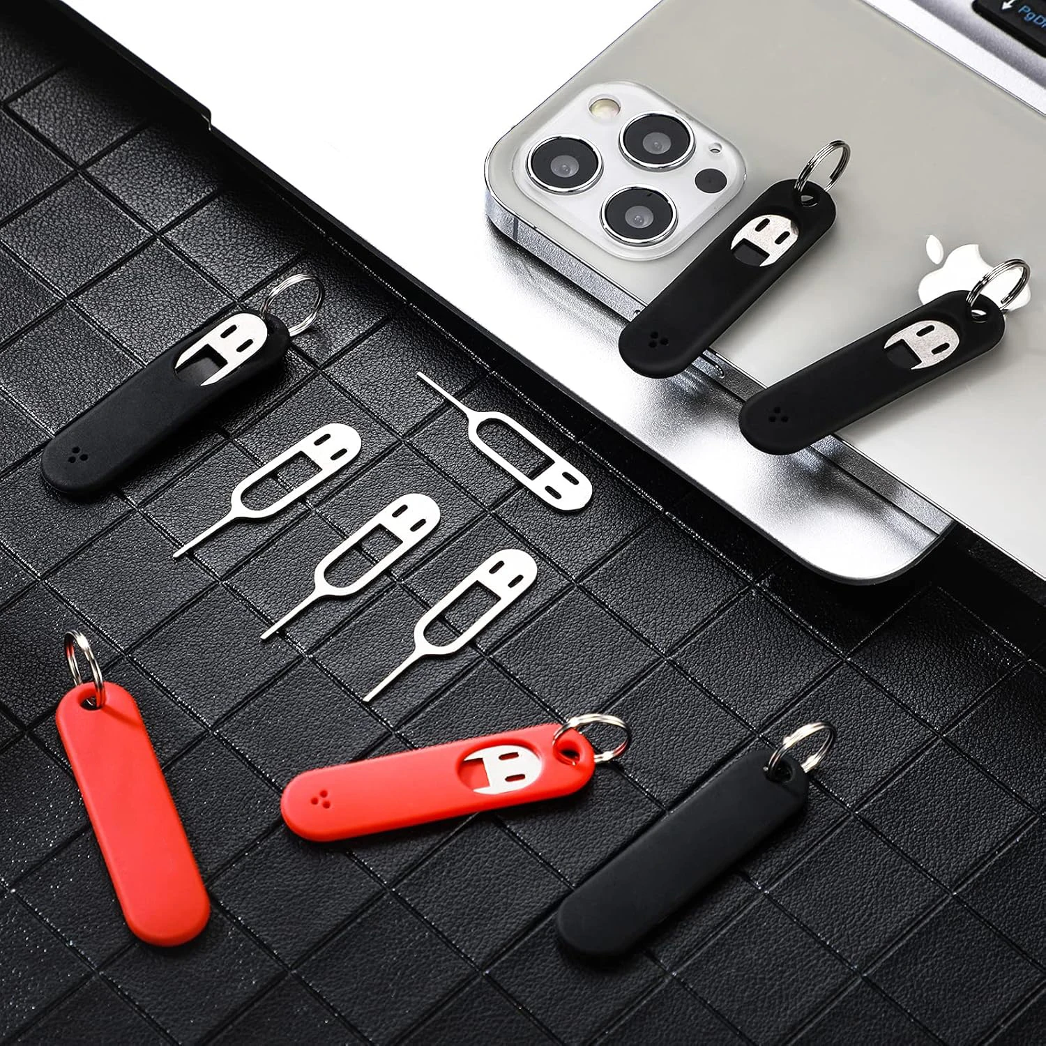 5/3/1Pack Sim Card Removal Tool with Silicone Protective Case Anti-Lost Card Eject Pin Needle Tray Opener Keyring for Smartphone
