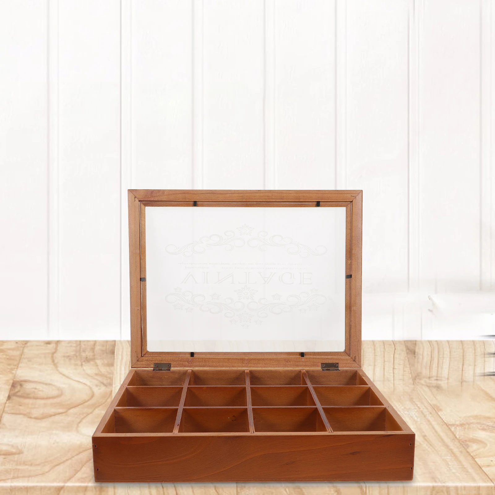 

Wood Storage Box 12 Compartments Jewelry ganizer Case for Earrings Rings Small Trinkets Wooden Display Home Bedroom Decorative