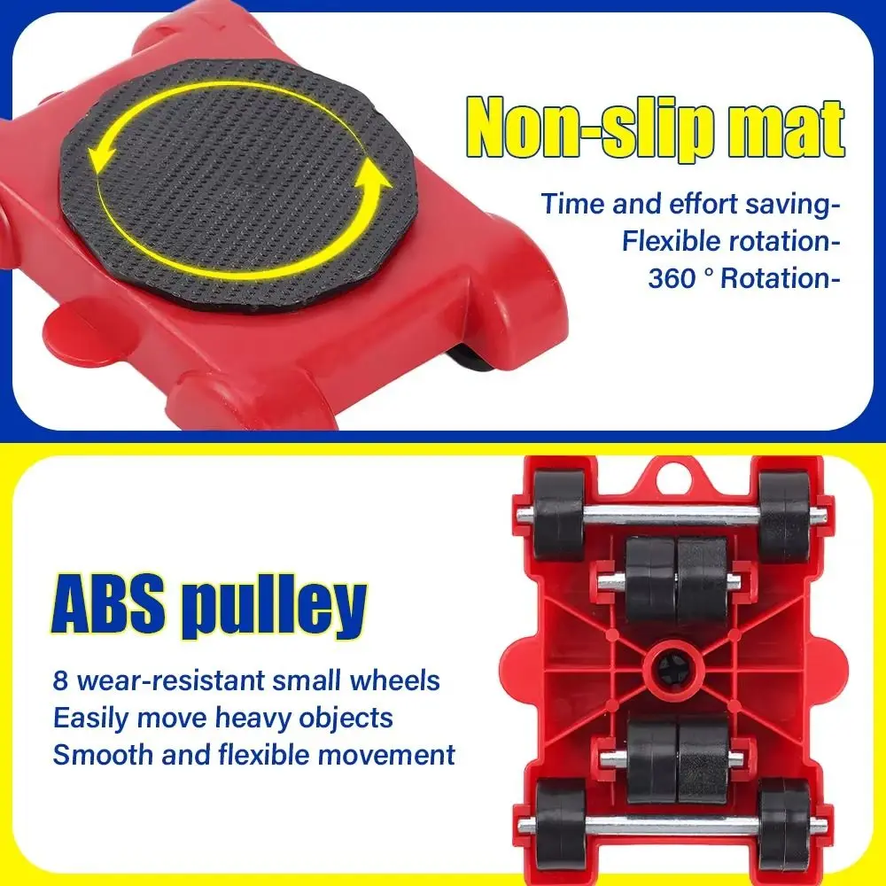 

5Pcs/Set Heavy Duty Furniture Lifter with Wheel Bar 360-degree Furniture Roller Skating Save Effort Universal Casters