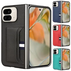 PU Leather Texture Case for Google Pixel 10 9 Pro Fold Cover Card Slots Lightweight Coque Fundas Capa