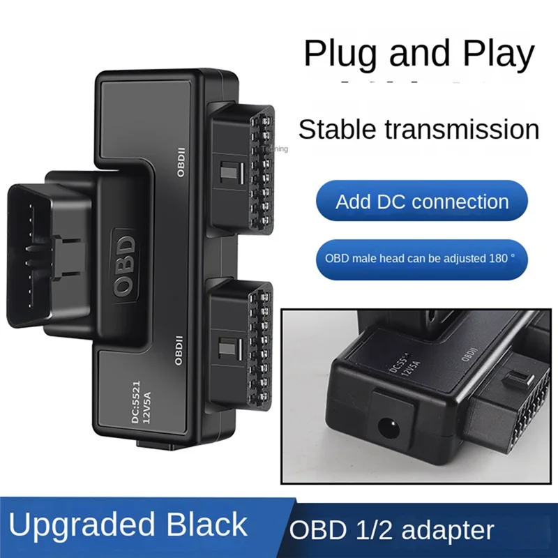 Obd2 واحد مقسم إلى اثنين من سلك محول 16 دبوس 16 كابل أساسي عالمي مع Dc5521-N35R