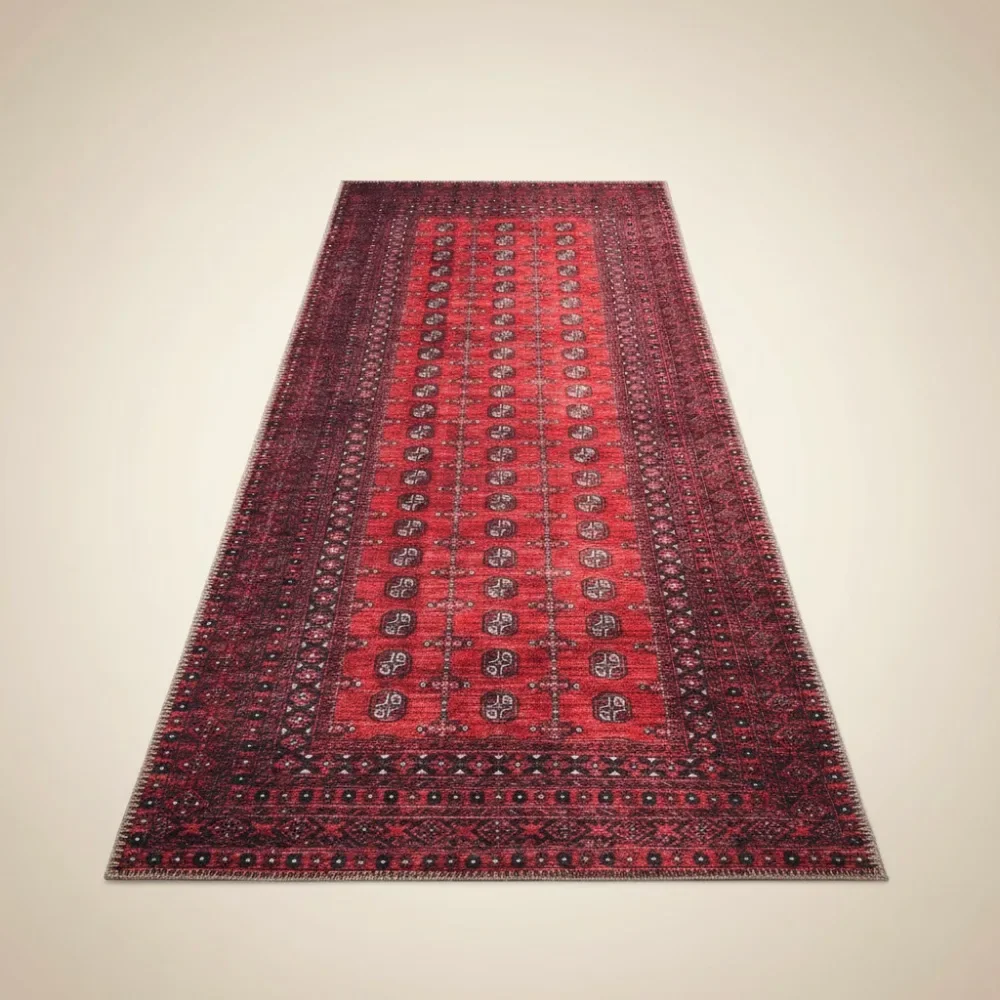 

Machine Washable Runner Rug 2'6"x7' - Non-Slip Backing, Vintage Moroccan Design for Hallway Kitchen Entryway
