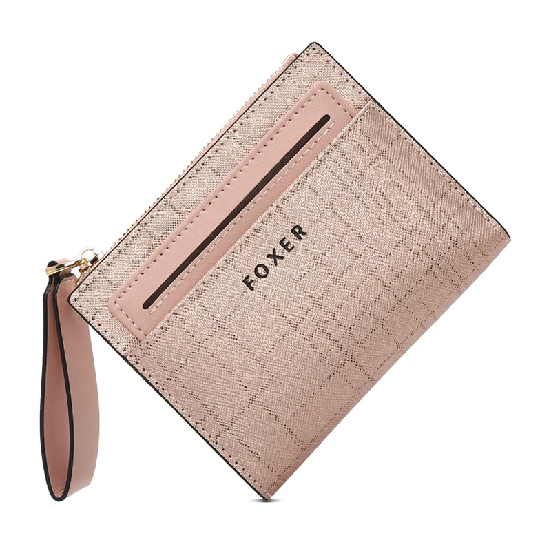 FOXER Spilt Leather Women's Fashion Short Buckle Zipper Wallet Temperament 2025 New Multi Card Coin Clutch Purse Gift For Mom