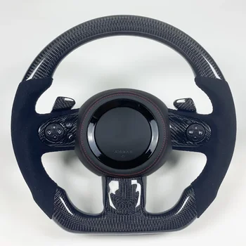 Customized Real Carbon Fiber Steering Wheel for BMW MINI Cooper S R56 R58 R57 R61 R59 Coupe Led