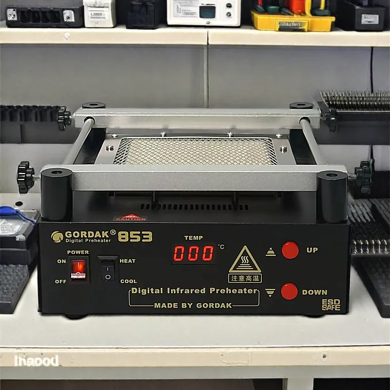 Gordak 853 IR Preheater Station ด้านล่างอุณหภูมิความร้อนควบคุม Rework Station ตะกั่วฟรีอินฟราเรด Preheater Station