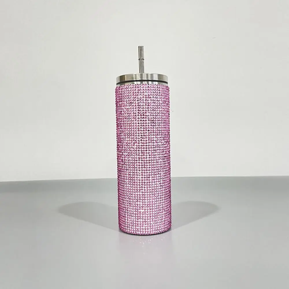 600ml Rhinestone Thermos Bottles Leopard Print Light Luxury Vacuum Flasks Reusable Shining Stainless Steel Water Bottle