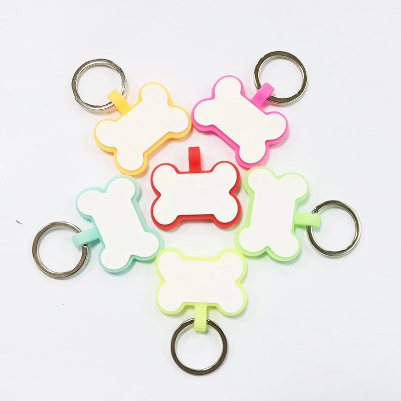 Creative Multicolor Glow Silicone Dog Tag Luminous Light No Electricity Pet Loss Prevention Collar Nameplate Pendant Bone Shape