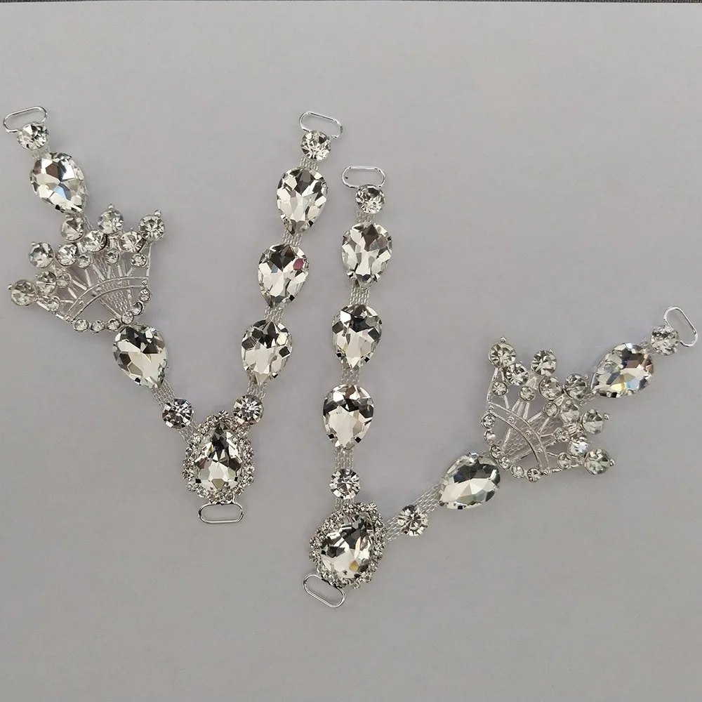 2pcs Bohemia Style Crystal Rhinestone Shoe Chain Buckle Bikini Flip Flops Connectors Metal Apparel Bags Cap DIY Garment Sewing