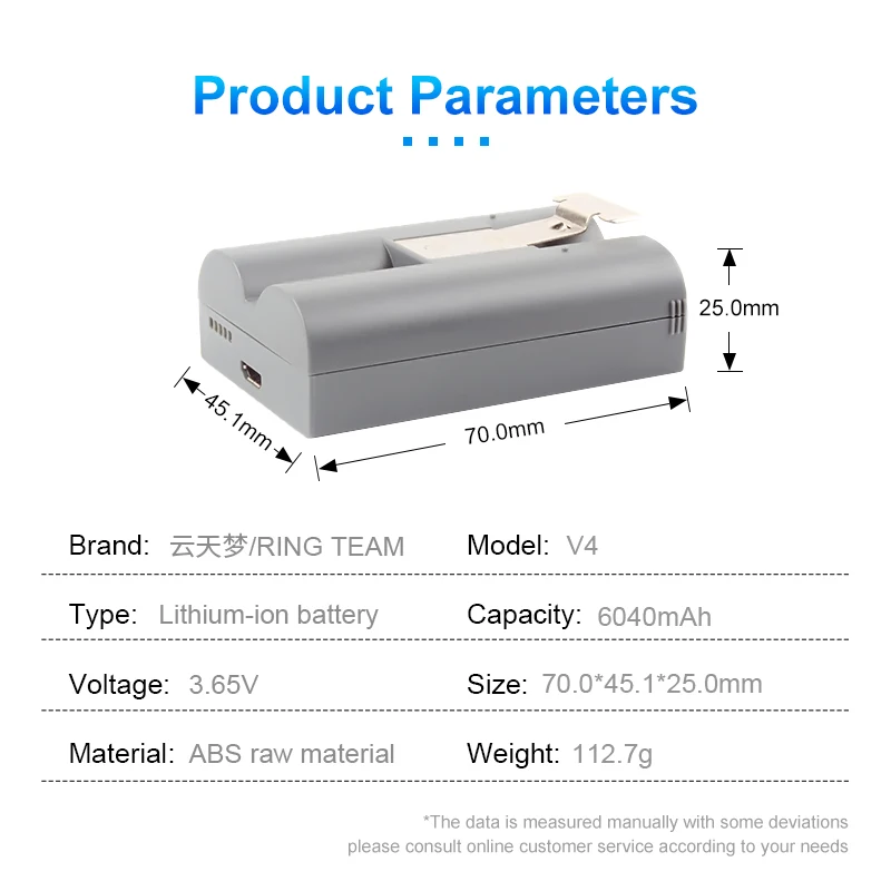 3.65V Replacement Ring Video Door Bell Camera Video Cells 6040mah Lithium Battery Power Bank V4 Rechargeable Batteries