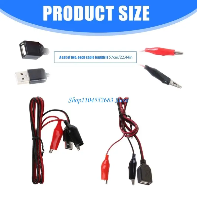 

Y6GD 2x50cm USB Alligators Clip Power Cables 5V Adapters For DIY Electronics Projects