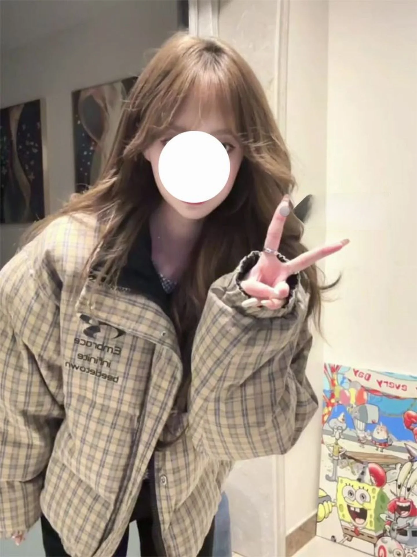 

Double-Sided Wear American Sle Large Size Plaid down Cotton Jaet Women's Autumn Winter Thiened Warm Zipper Closure Coat