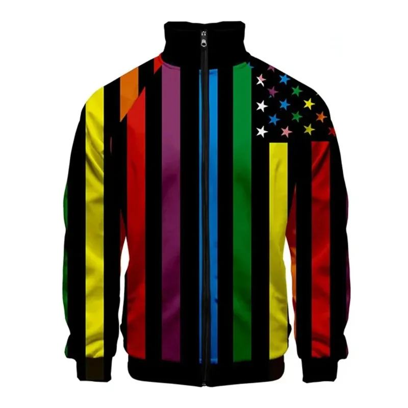 3D Printed Free LGBT Flag Graphic Zipper Jacket Long Sleeve Men Women Coats Jackets Clothes Male Casual Hoodies Streetwear