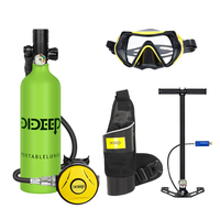 DIDEEP 1L Mini Diving Tank, Oxygen Tank, Underwater Diving Kit with Crossbody Harness/Mask/Pump