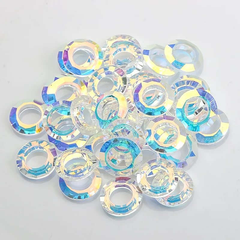 20PCS Shiny AB Angel Ring Crystal Bead 8/10mm Glass Round Beads With Big Hole For Jewelry Making Necklace Earrings Accessories