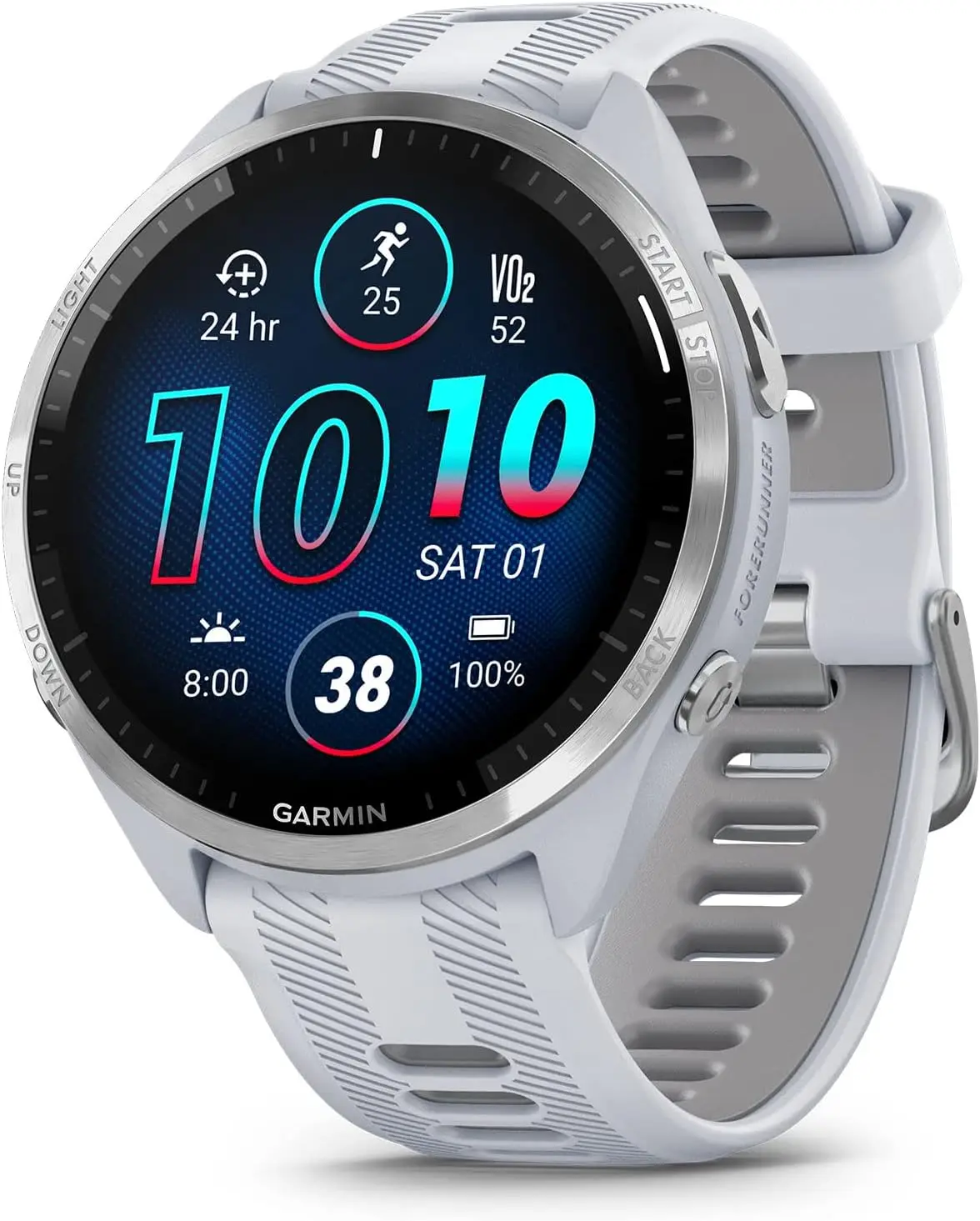 Garmin Forerunner 965 Smartwatch Gray AMOLED Display Training Metrics Recovery Insights Whitestone Powder Gray