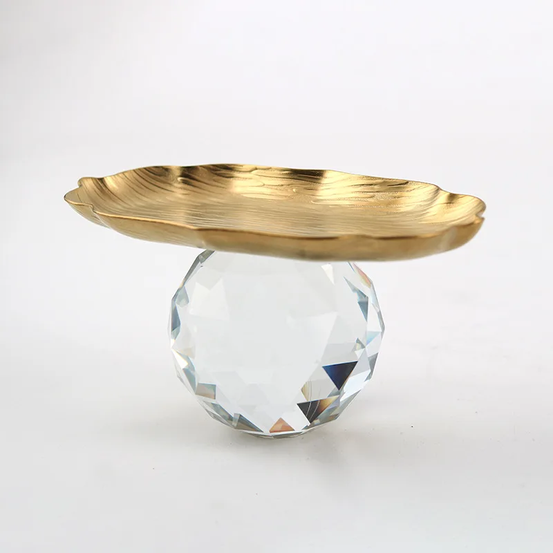 Luxury Crystal Bowl Nordic Creative Metal Strip Tray Ornaments High-value Snacks Dried Fruit Dessert Plate Jewelry Storage Tray