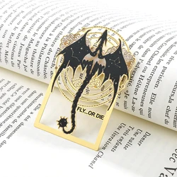 Fourth Wings Punk Black Dragon Bookmark for Women Men Book Lover Gifts Metal Gold Color Dragon Card Collection Gifts