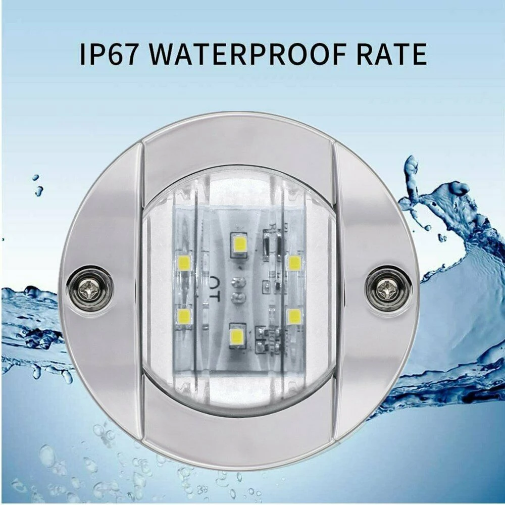 4 قطعة تيار مستمر 12 فولت مركبة بحرية مستديرة LED أضواء مجاملة المقصورة سطح السفينة ستيرن 6 LED الجانب ماركر ضوء الملاحة الضوء الأزرق