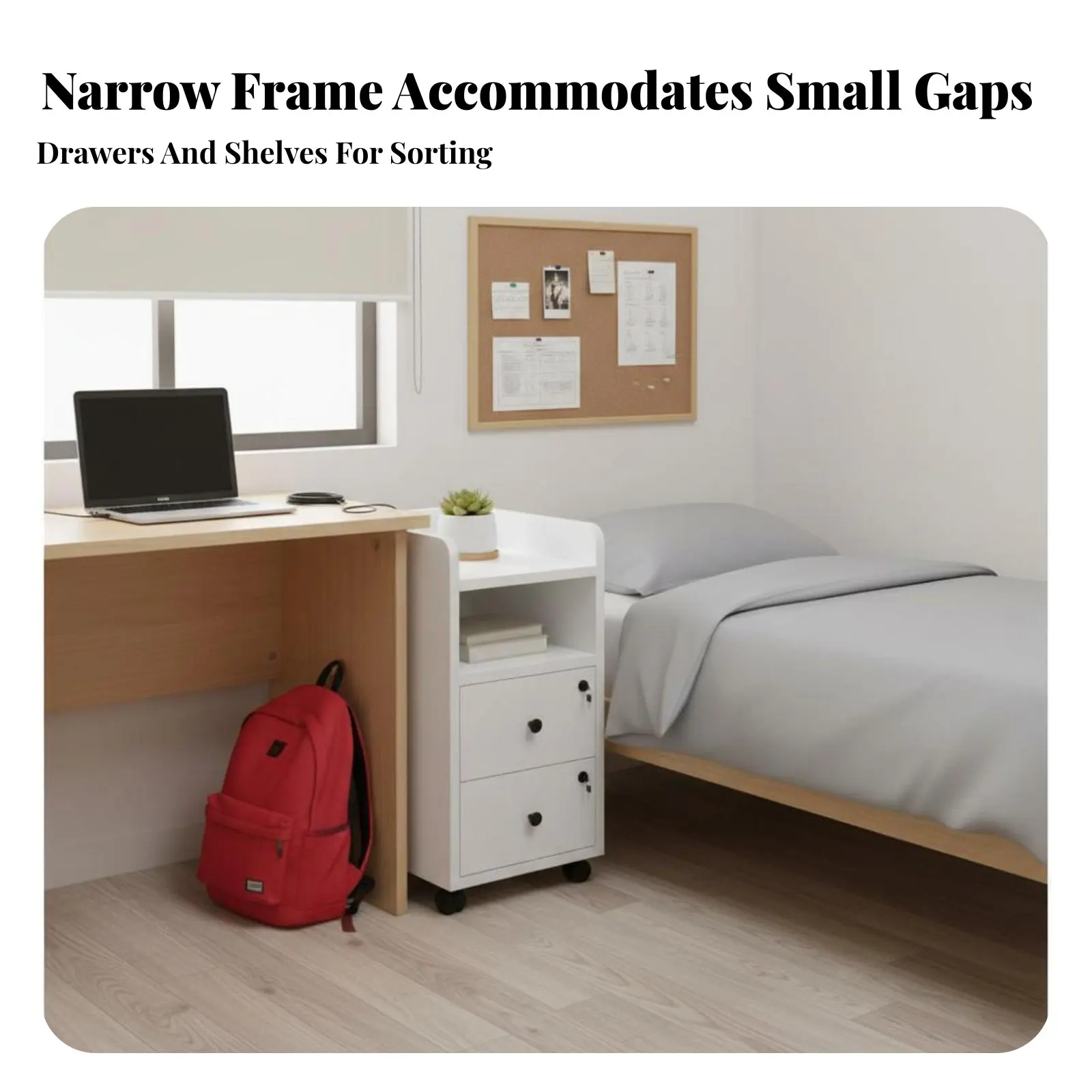 

Узкий передвижной выдвижной ящик на колесиках, тонкая тумба для хранения, прочная конструкция, простая сборка, для студентов и домовладельцев