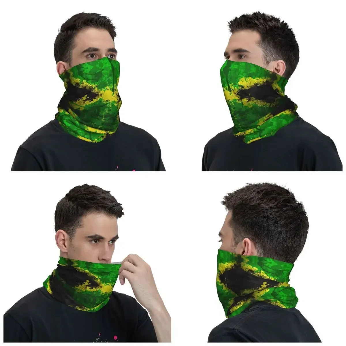 Jamaican Rasta Flag Bandana Neck Gaiter Printed Jamaica Pride Balaclavas Wrap Scarf Multi-use Headwear Sports for Men Washable