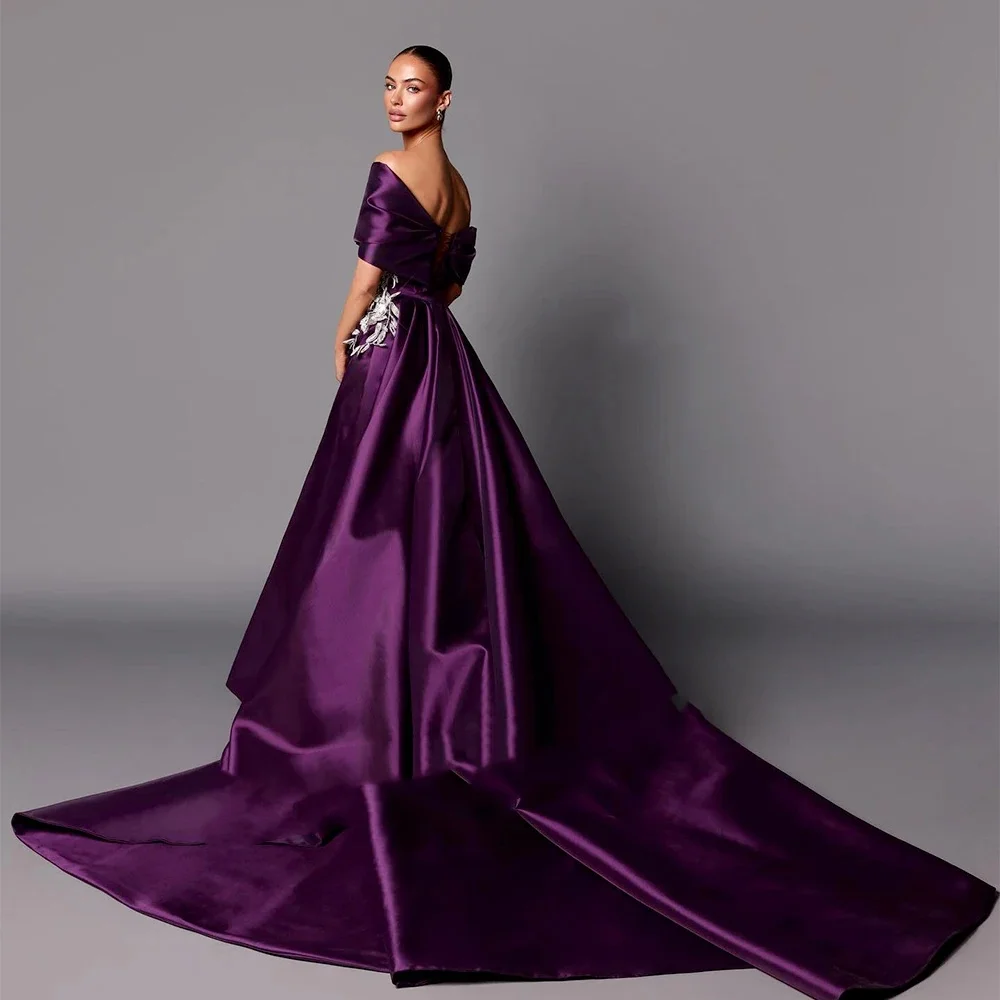 Muloong One-shoulder Neckline Court Train Women Elegant And Pretty Luxury Prom Dress