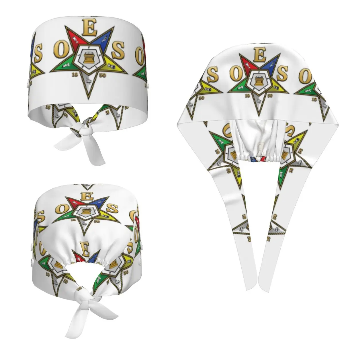 Order Of The Eastern Star Logo OES Scrub Hat Doctor Working Surgical Cap Men Women Adjustable Nursing Caps for Dentist