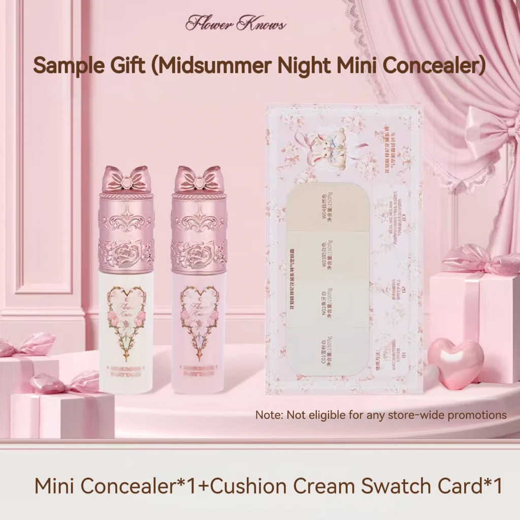 Flower Knows Cushion Foundation Farbkarte + Mini-Concealer Langanhaltend Feuchtigkeitsspendend Volle Abdeckung Gesichts-Make-up Probenset