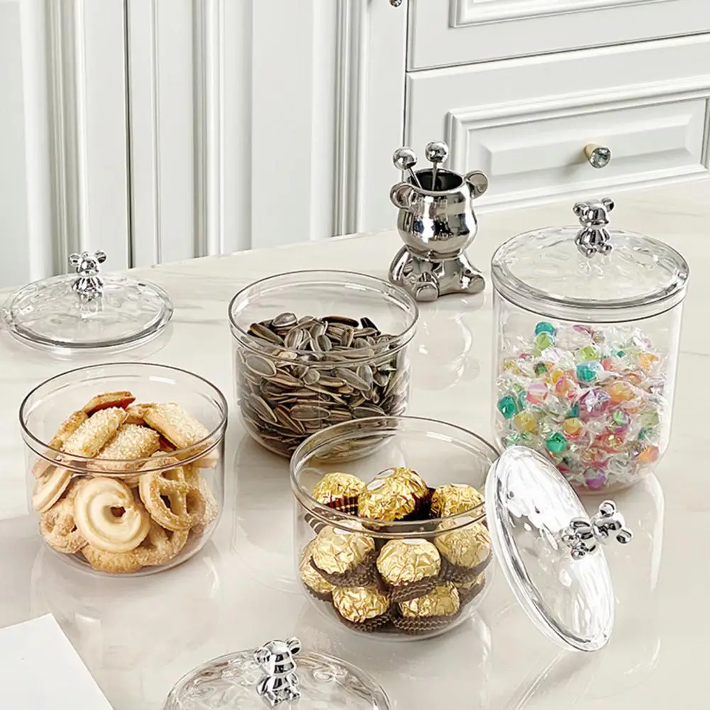 Nuts Sealed Jar Large Capacity Clear Sealed Jar with Bear Handle Airtight Lid for Dry Goods Nuts Cereal Storage