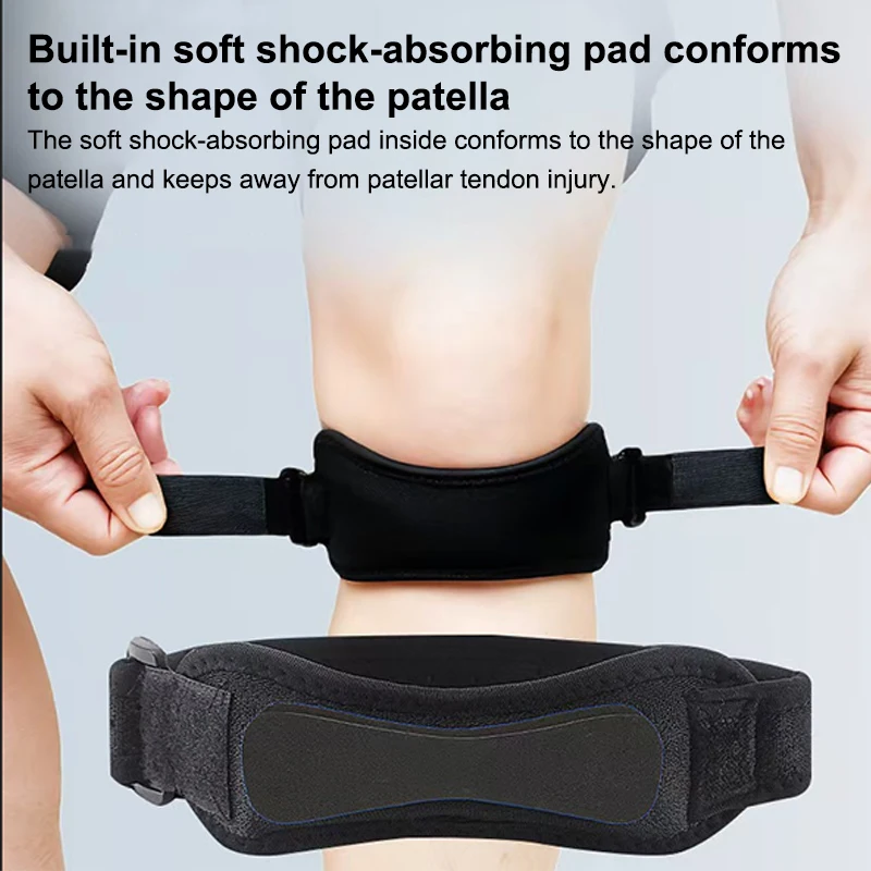 【B】Knee Pad Patellar Tendon Knee Support Strap Brace Adjustable Shock Absorption Compression Knee Pad Sleeve For Basketball