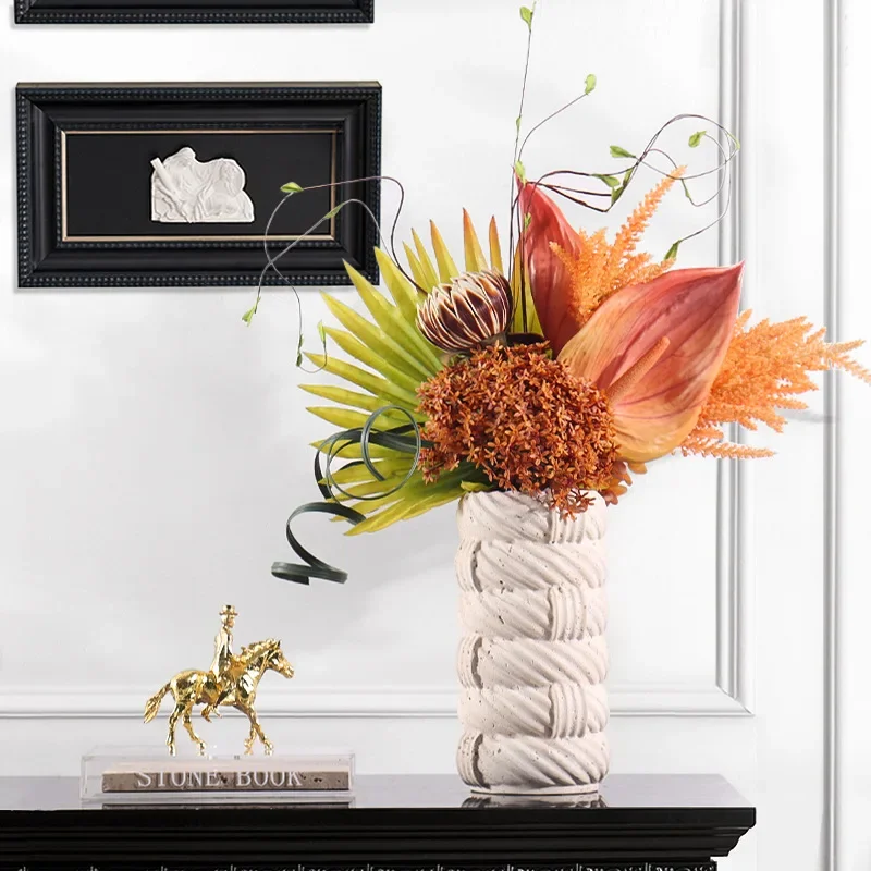 Yellow Cave Stone Vase Premium Sense Retro Soft Decoration Model Room Entrance Desktop Decoration