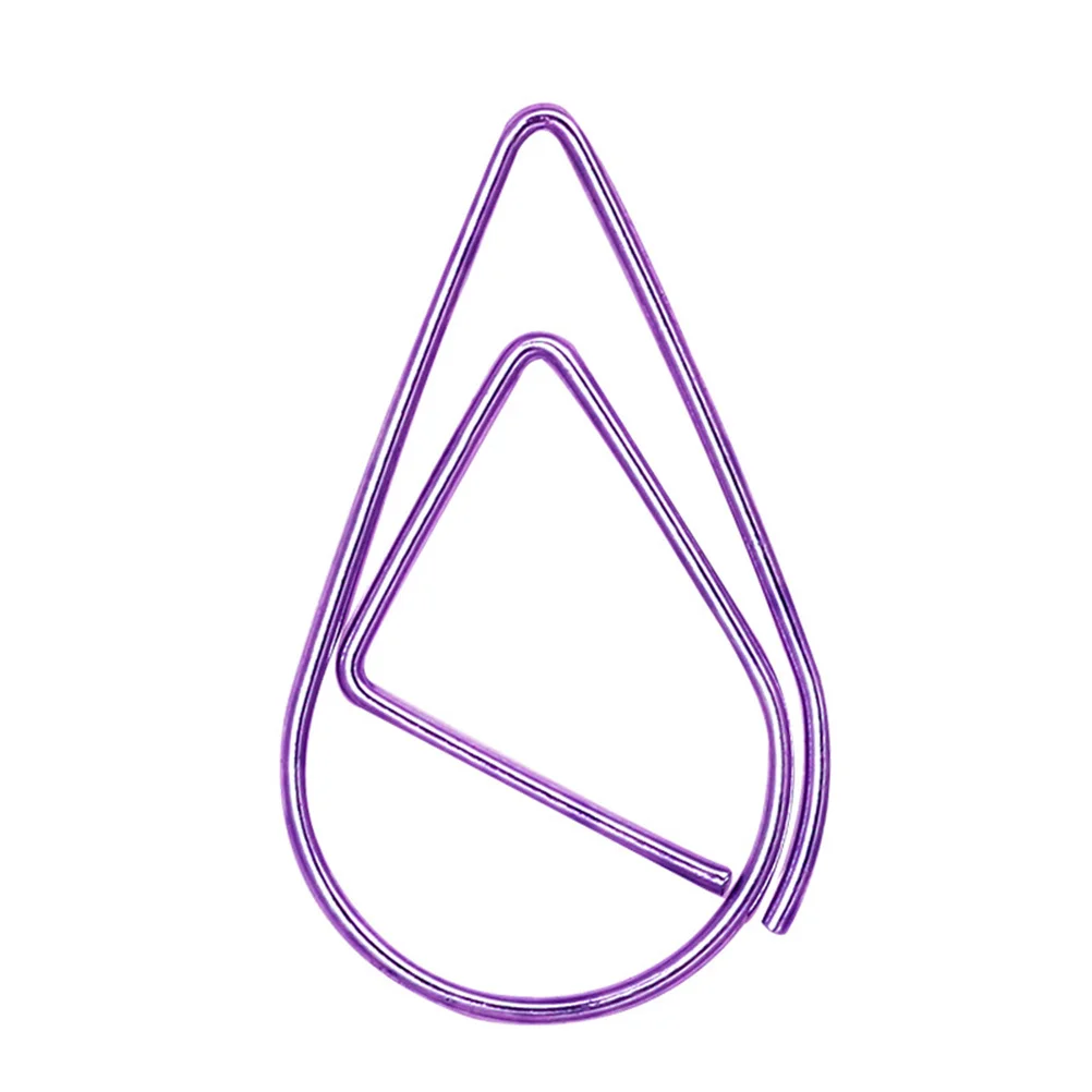 

20pcs Water Drop Shape Paper Clip Gold Silver Black Paper Clips Simple Metal Bookmark Paper Clip Random Color