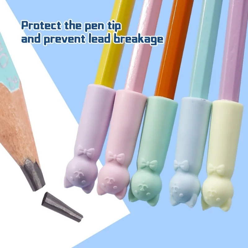 1/20Pcs Eraser Pencil Nib Protective Cap Cartoon Cat Shape Pen Top Protector Cover Eraser Painting Correction Student Stationery