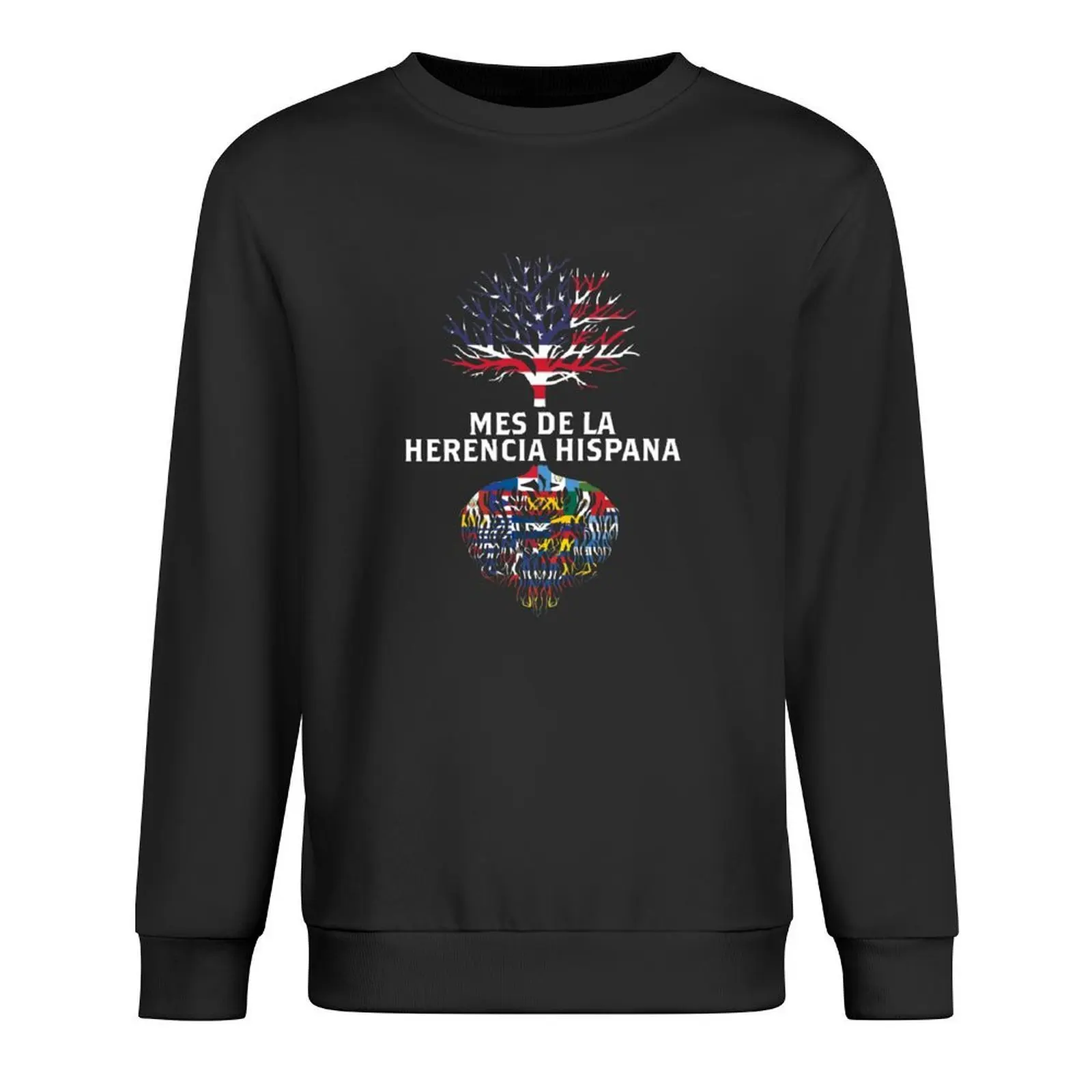 

American Flag Tree Roots Mes De La Herencia Hispana Pullover blouse men's coat new hoodies and sweatshirts