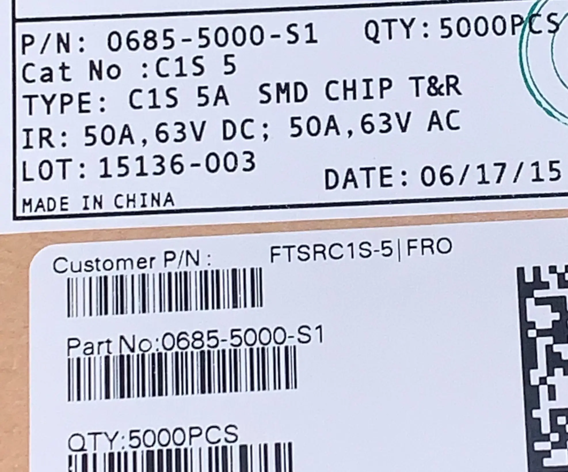 10 قطعة 0685-5000-S1 15 + SMD 50A 63V مايكرو فيوز سطح جبل جديد الأصلي