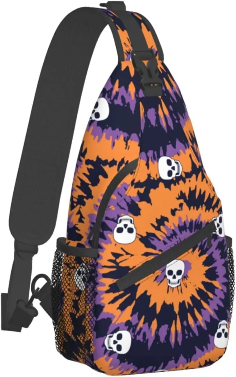 

Tie Dye Skull Sling Bag for Men Women Shoulder Backpack Chest Bags Crossbody Daypack for Hiking Camping Outdoor Trip One Size