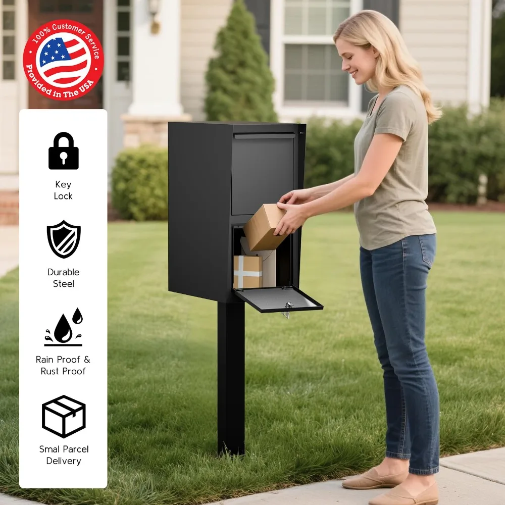 Secure Curbside Locking Mailbox for Outside with Post and Base Plate