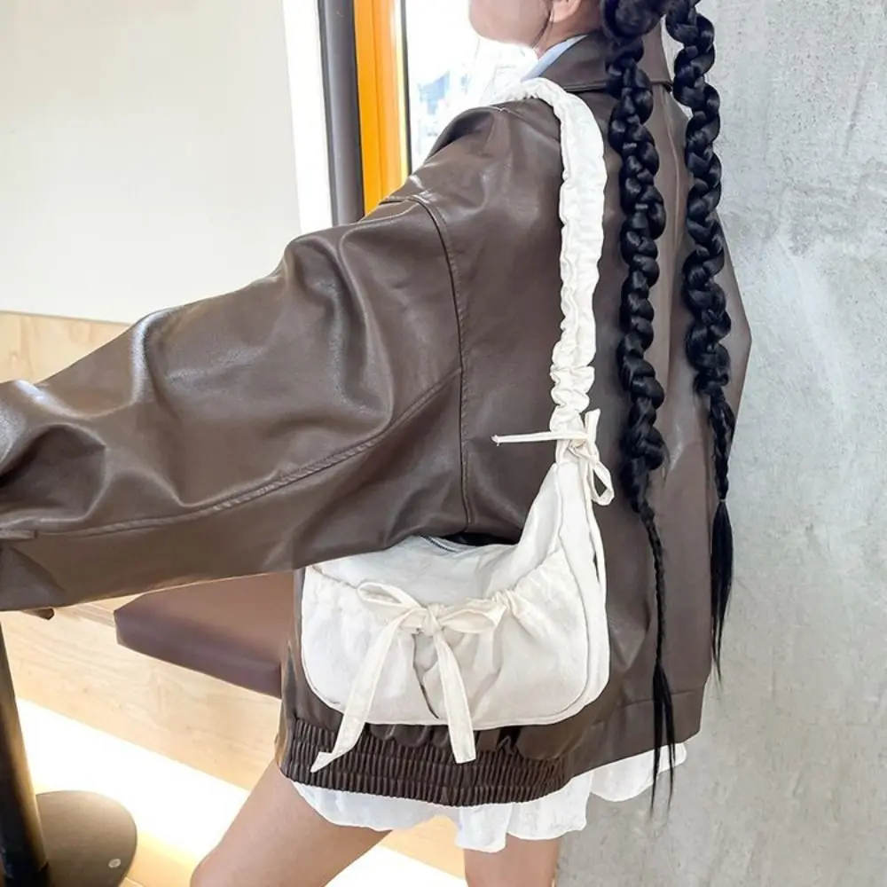 أزياء الصلبة اللون القوس مطوي حقيبة الكورية نمط الحلو مطوي حقيبة كتف سستة شيك حقيبة يد نسائية سيدة