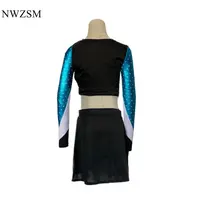 Euphoria Cheerleader Uniform Maddy Outfit Long Sleeve Crop Top with Mini Skirt Set High School Womens Cheerleading Costume 3