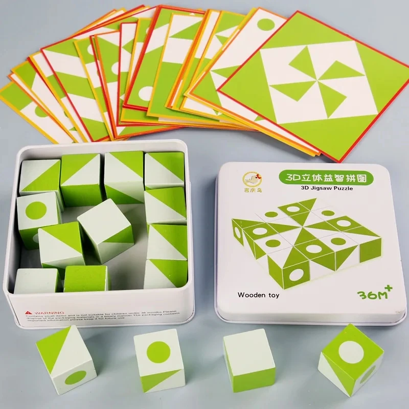 Nuevos rompecabezas geométricos Montessori 3D, bloques de construcción que cambian la cara, entrenamiento de pensamiento lógico, juguete de madera para educación temprana para niños