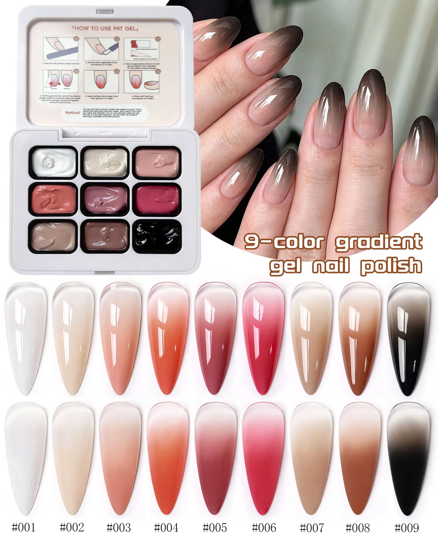 9-Colors Pattern Gel Smudges Canned High Saturation Popular Semi-Solid Nail Polish Gel Nail Salon for Special Use