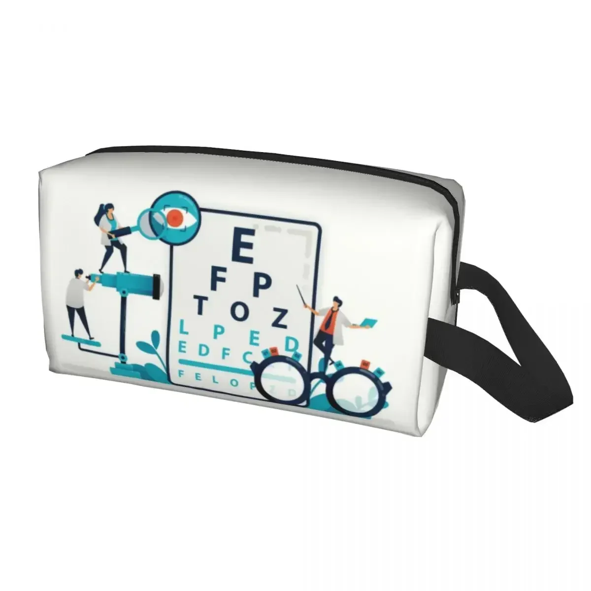 Snellen Chart Eye Exam Travel Cosmetic Bag Women Optometrist Optician Toiletry Makeup Organizer Lady Beauty Storage Dopp Kit