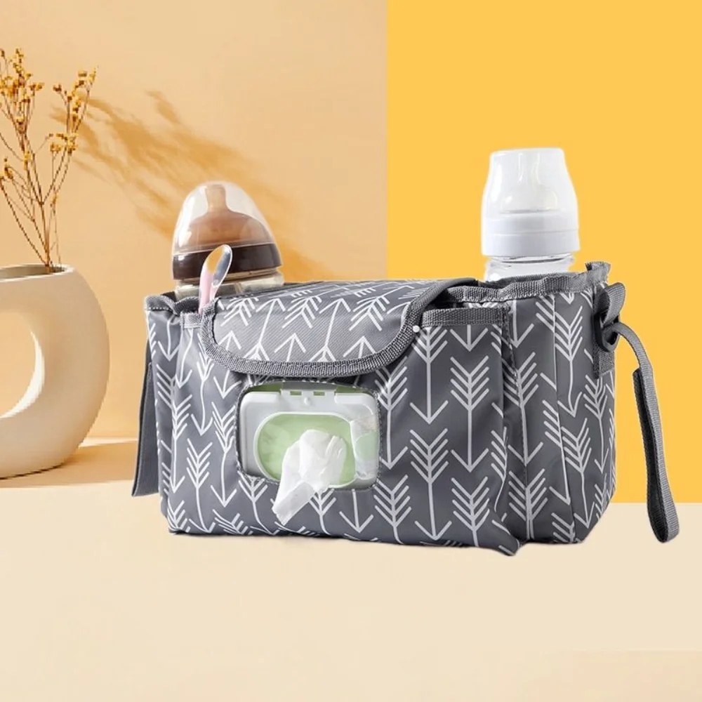

Multifunctional Baby Stroller Bag Large Capacity with Multiple Pockets Wet Wipe Hanging Bag Waterproof Mom Handbag