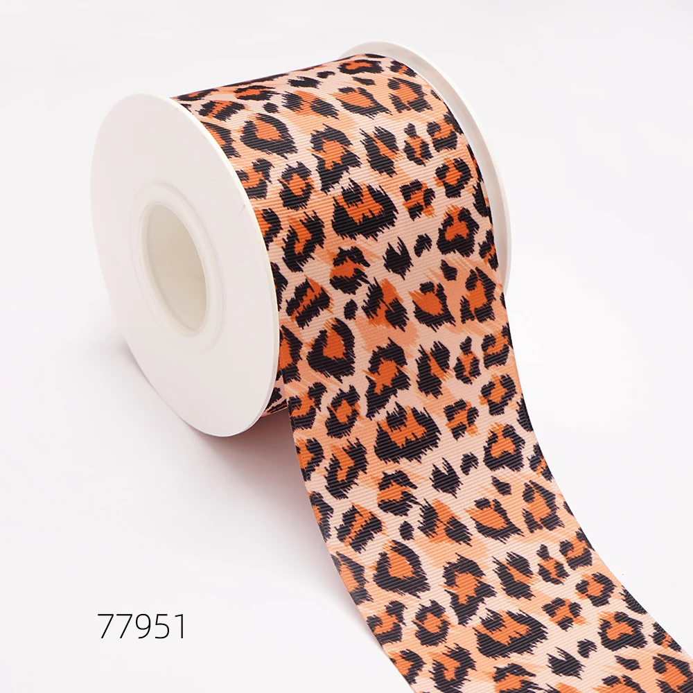 5 Yards Leopard Sport Printed Grosgrain Satin Ribbons For Bows DIY Craft Decoration Packaging Supplies. 77908