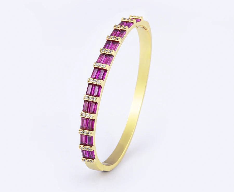 Nidin Neue Luxus Geometrische Zirkon Armband Armreifen Frauen Rosa Grün Blau Kristall Manschette Elegante Hochzeit Erklärung Schmuck – Detail 6