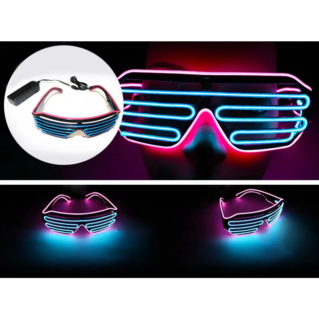 1Pcs LED Party Eyeglasses Decorative Shutter Shade Flashing Eyewear Light Up Glasses Glow In The Dark Party Festival Supplies