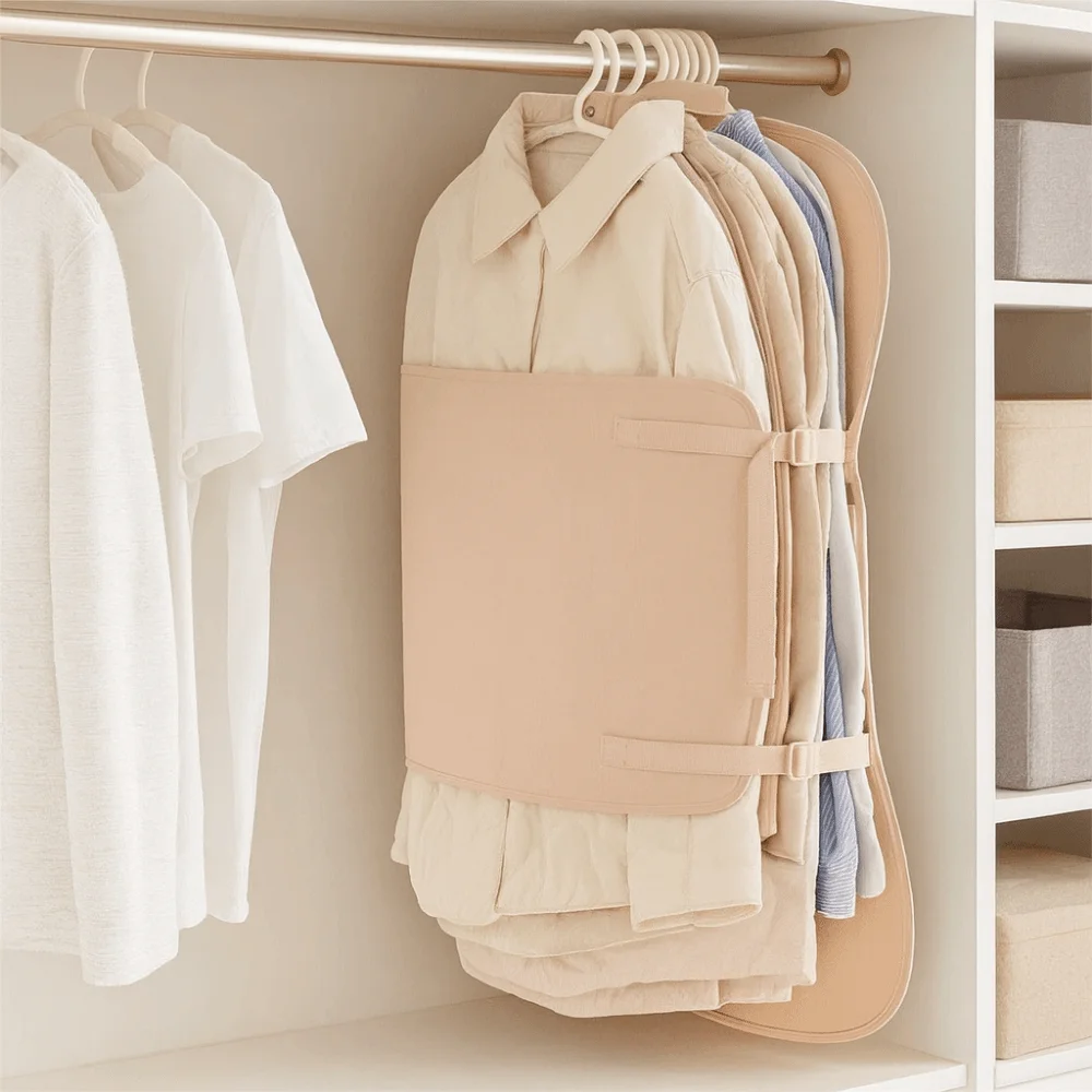 Dustproof Clothing Compression Board Foldable Space Saving Clothes Dust Cover Reusable Large Capacity Suit Cover Storage Bag