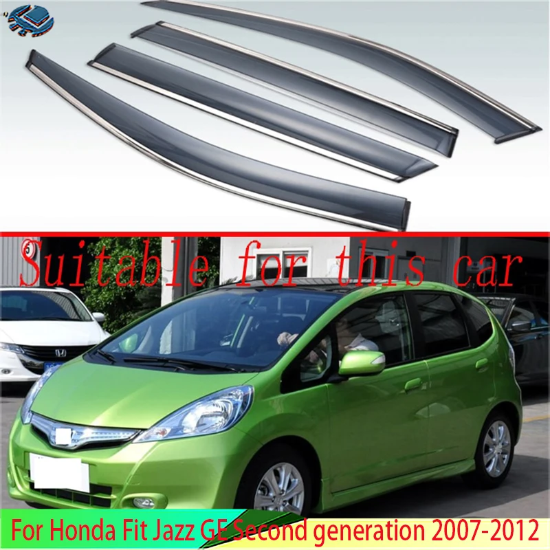 

For Honda Fit Jazz GE Second generation 2007-2012 Plastic Exterior Visor Vent Shades Window Sun Rain Guard Deflector 2009 2011