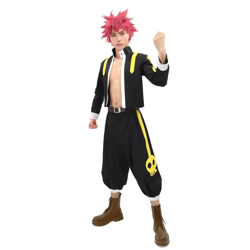 

DAZCOS Natsu Dragneel Men's Anime Cosplay Costume with Coat Pants for Halloween Battle Suit Full Set sf/1